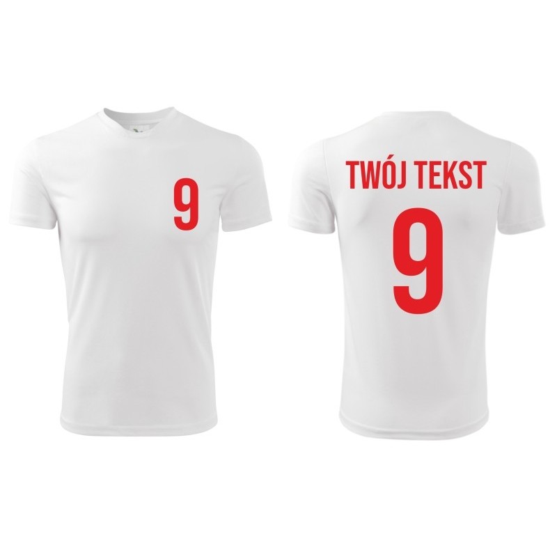 Koszulka piłkarska z nadrukiem - personalizowana - z własnym napisem i numerem Koszulka piłkarska z nadrukiem - personalizowana - z własnym napisem i numerem