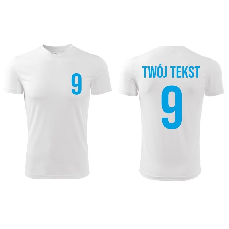 Koszulka piłkarska z nadrukiem - personalizowana - z własnym napisem i numerem Koszulka piłkarska z nadrukiem - personalizowana - z własnym napisem i numerem