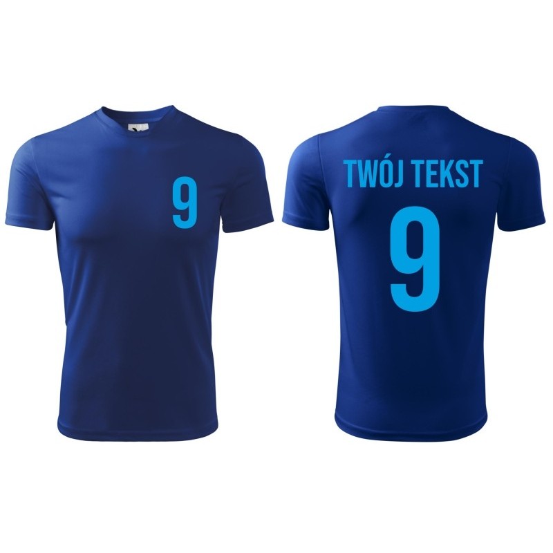 Koszulka piłkarska z nadrukiem - personalizowana - z własnym napisem i numerem Koszulka piłkarska z nadrukiem - personalizowana - z własnym napisem i numerem