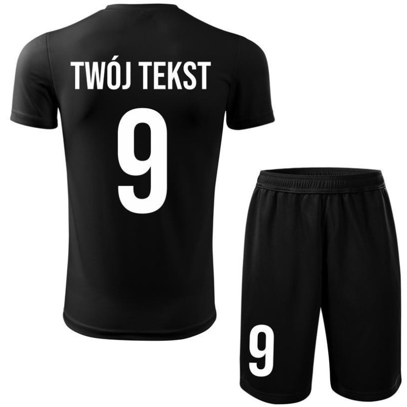 Strój piłkarski z nadrukiem - personalizowany - z własnym napisem i numerem - 2 częściowy Strój piłkarski z nadrukiem - personalizowany - z własnym napisem i numerem - 2 częściowy