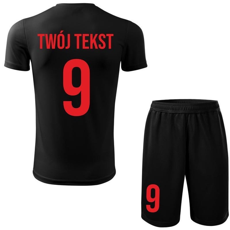 Strój piłkarski z nadrukiem - personalizowany - z własnym napisem i numerem - 2 częściowy Strój piłkarski z nadrukiem - personalizowany - z własnym napisem i numerem - 2 częściowy