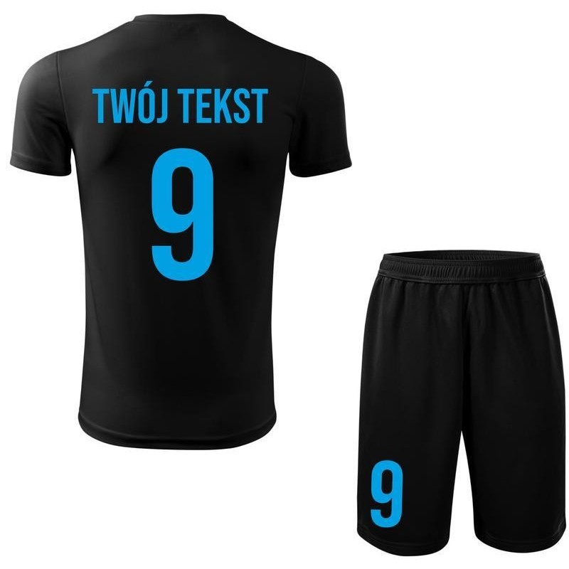 Strój piłkarski z nadrukiem - personalizowany - z własnym napisem i numerem - 2 częściowy Strój piłkarski z nadrukiem - personalizowany - z własnym napisem i numerem - 2 częściowy