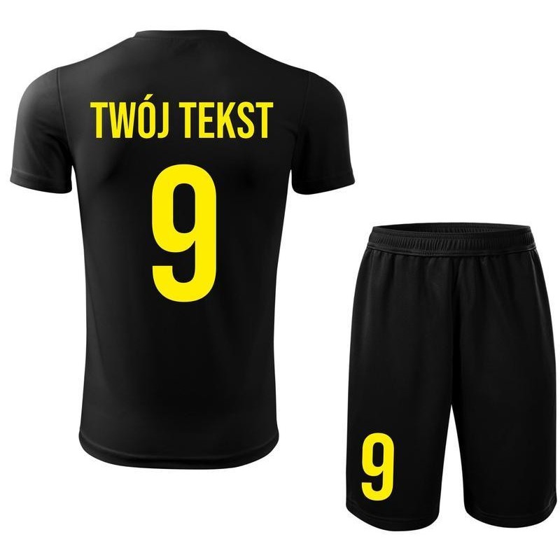 Strój piłkarski z nadrukiem - personalizowany - z własnym napisem i numerem - 2 częściowy Strój piłkarski z nadrukiem - personalizowany - z własnym napisem i numerem - 2 częściowy