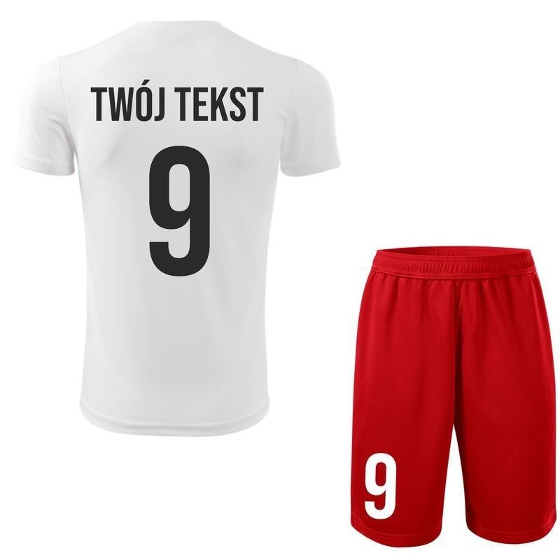 Strój piłkarski z nadrukiem - personalizowany - z własnym napisem i numerem - 2 częściowy Strój piłkarski z nadrukiem - personalizowany - z własnym napisem i numerem - 2 częściowy