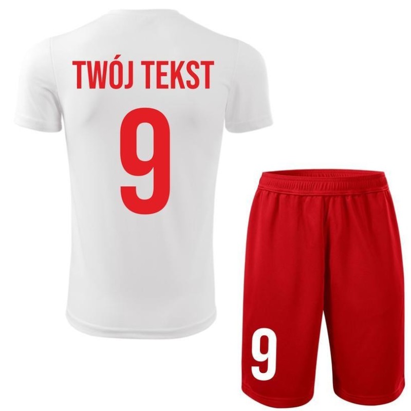 Strój piłkarski z nadrukiem - personalizowany - z własnym napisem i numerem - 2 częściowy Strój piłkarski z nadrukiem - personalizowany - z własnym napisem i numerem - 2 częściowy