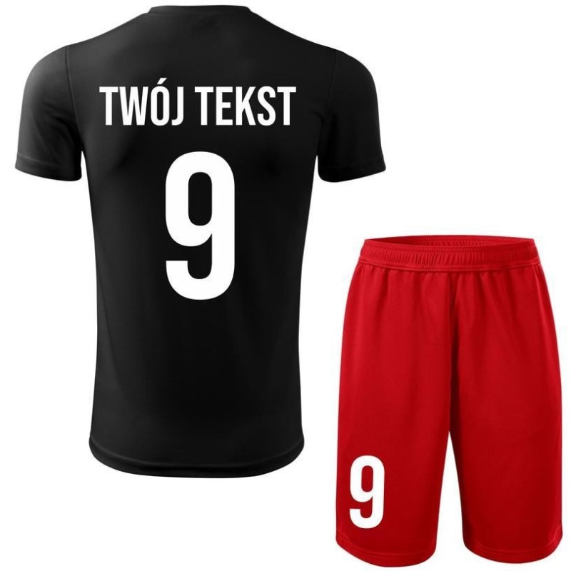 Strój piłkarski z nadrukiem - personalizowany - z własnym napisem i numerem - 2 częściowy Strój piłkarski z nadrukiem - personalizowany - z własnym napisem i numerem - 2 częściowy