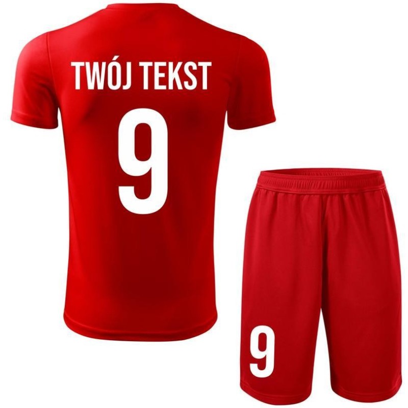 Strój piłkarski z nadrukiem - personalizowany - z własnym napisem i numerem - 2 częściowy Strój piłkarski z nadrukiem - personalizowany - z własnym napisem i numerem - 2 częściowy