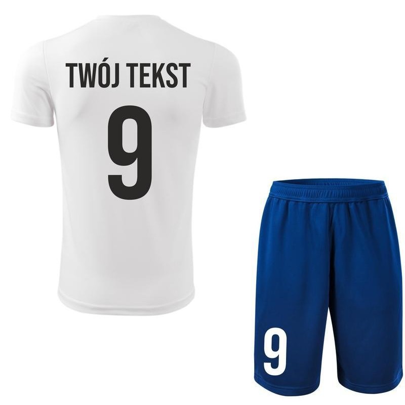 Strój piłkarski z nadrukiem - personalizowany - z własnym napisem i numerem - 2 częściowy Strój piłkarski z nadrukiem - personalizowany - z własnym napisem i numerem - 2 częściowy