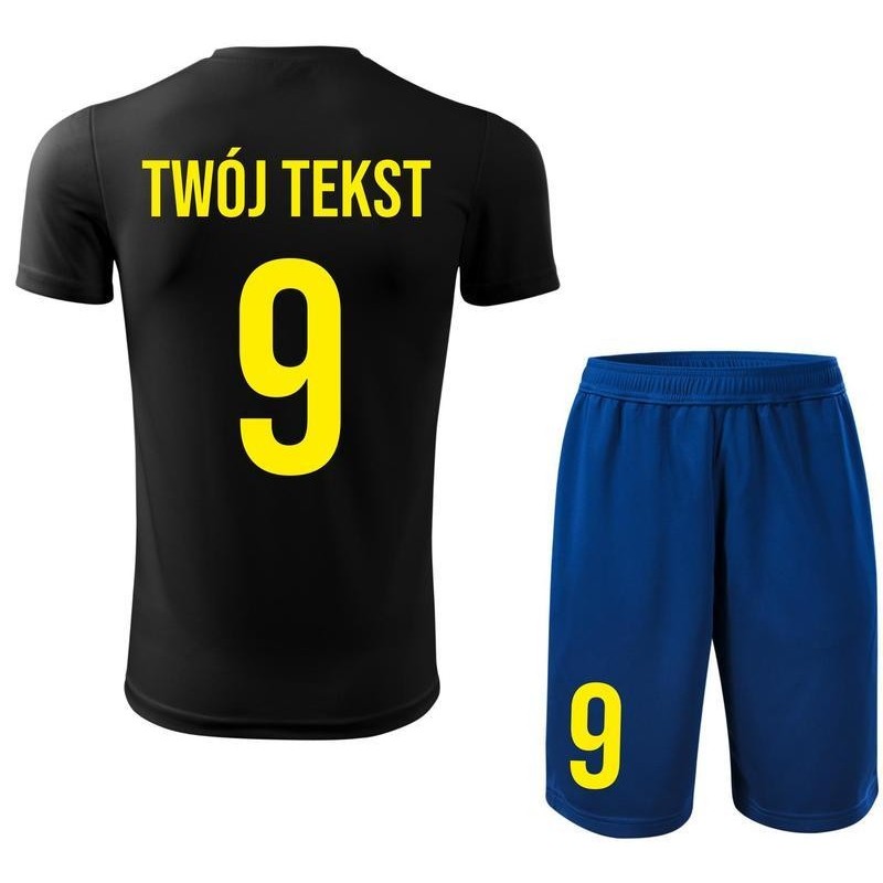 Strój piłkarski z nadrukiem - personalizowany - z własnym napisem i numerem - 2 częściowy Strój piłkarski z nadrukiem - personalizowany - z własnym napisem i numerem - 2 częściowy