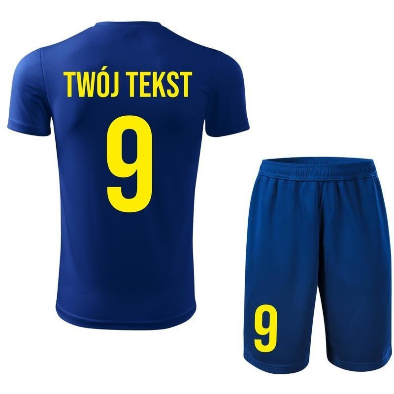 Strój piłkarski z nadrukiem - personalizowany - z własnym napisem i numerem - 2 częściowy Strój piłkarski z nadrukiem - personalizowany - z własnym napisem i numerem - 2 częściowy