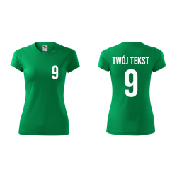 Koszulka sportowa DAMSKA z nadrukiem z własnym napisem i numerem - piłkarska, do siatkówki.