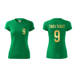 Koszulka sportowa DAMSKA z nadrukiem z własnym napisem i numerem - piłkarska, do siatkówki.