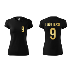 Koszulka sportowa DAMSKA z nadrukiem z własnym napisem i numerem - piłkarska, do siatkówki.