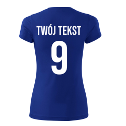 Koszulka sportowa DAMSKA z nadrukiem z własnym napisem i numerem - piłkarska, do siatkówki.