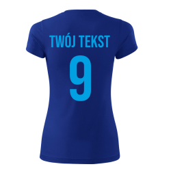 Koszulka sportowa DAMSKA z nadrukiem z własnym napisem i numerem - piłkarska, do siatkówki.