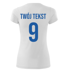 Koszulka sportowa DAMSKA z nadrukiem z własnym napisem i numerem - piłkarska, do siatkówki.