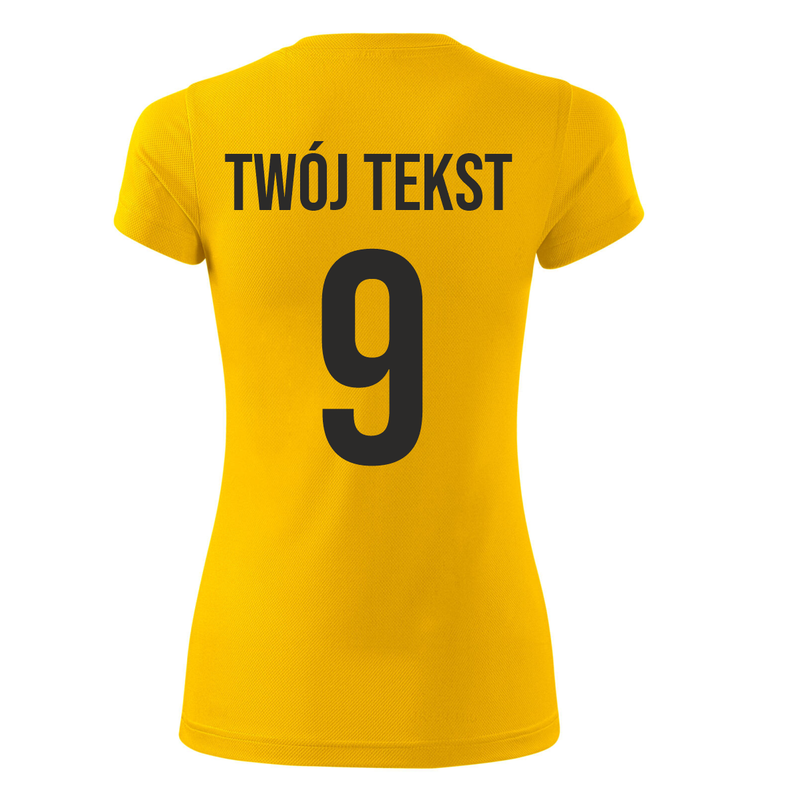 Koszulka sportowa DAMSKA z nadrukiem z własnym napisem i numerem - piłkarska, do siatkówki.