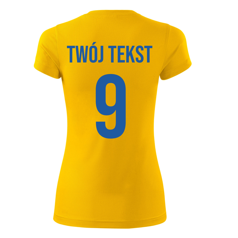 Koszulka sportowa DAMSKA z nadrukiem z własnym napisem i numerem - piłkarska, do siatkówki.