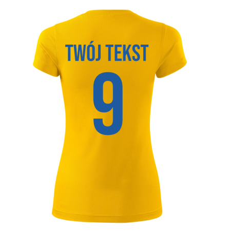 Koszulka sportowa DAMSKA z nadrukiem z własnym napisem i numerem - piłkarska, do siatkówki.