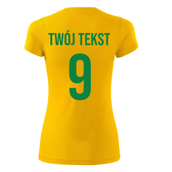 Koszulka sportowa DAMSKA z nadrukiem z własnym napisem i numerem - piłkarska, do siatkówki.