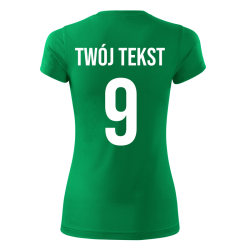 Koszulka sportowa DAMSKA z nadrukiem z własnym napisem i numerem - piłkarska, do siatkówki.