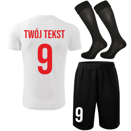 Strój piłkarski z nadrukiem - personalizowany - z własnym napisem i numerem - 3 częściowy