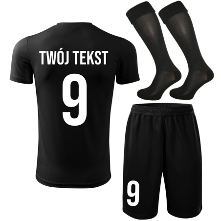 Strój piłkarski z nadrukiem - personalizowany - z własnym napisem i numerem - 3 częściowy