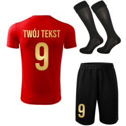 Strój piłkarski z nadrukiem - personalizowany - z własnym napisem i numerem - 3 częściowy