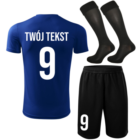Strój piłkarski z nadrukiem - personalizowany - z własnym napisem i numerem - 3 częściowy