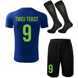 Strój piłkarski z nadrukiem - personalizowany - z własnym napisem i numerem - 3 częściowy