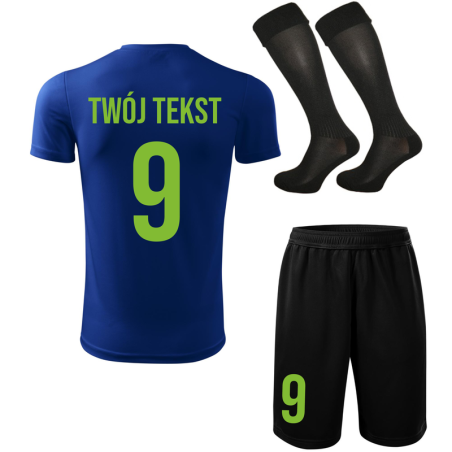 Strój piłkarski z nadrukiem - personalizowany - z własnym napisem i numerem - 3 częściowy