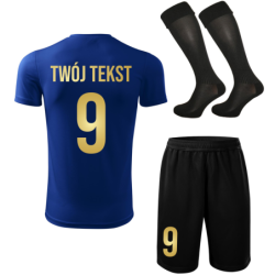 Strój piłkarski z nadrukiem - personalizowany - z własnym napisem i numerem - 3 częściowy