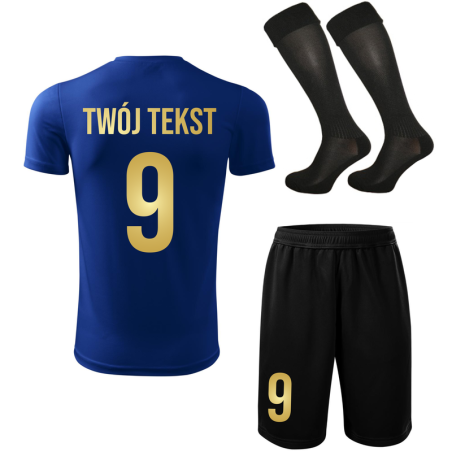 Strój piłkarski z nadrukiem - personalizowany - z własnym napisem i numerem - 3 częściowy
