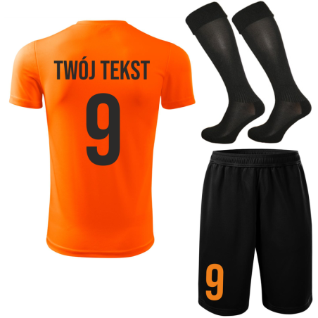 Strój piłkarski z nadrukiem - personalizowany - z własnym napisem i numerem - 3 częściowy
