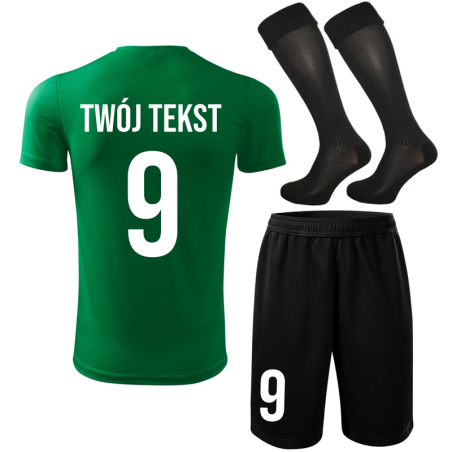 Strój piłkarski z nadrukiem - personalizowany - z własnym napisem i numerem - 3 częściowy