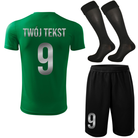 Strój piłkarski z nadrukiem - personalizowany - z własnym napisem i numerem - 3 częściowy