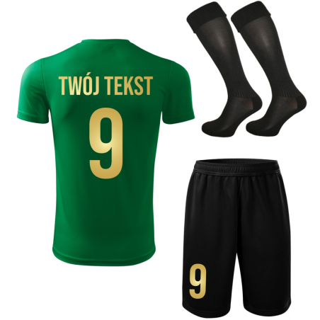 Strój piłkarski z nadrukiem - personalizowany - z własnym napisem i numerem - 3 częściowy