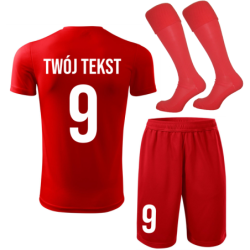 Strój piłkarski z nadrukiem - personalizowany - z własnym napisem i numerem - 3 częściowy