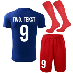 Strój piłkarski z nadrukiem - personalizowany - z własnym napisem i numerem - 3 częściowy