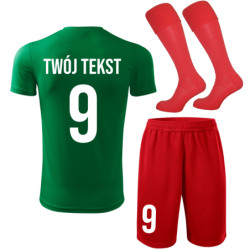 Strój piłkarski z nadrukiem - personalizowany - z własnym napisem i numerem - 3 częściowy