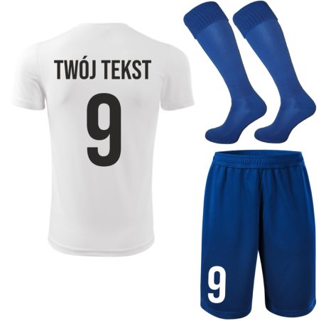 Strój piłkarski z nadrukiem - personalizowany - z własnym napisem i numerem - 3 częściowy