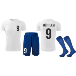 Strój piłkarski z nadrukiem - personalizowany - z własnym napisem i numerem - 3 częściowy