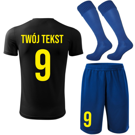 Strój piłkarski z nadrukiem - personalizowany - z własnym napisem i numerem - 3 częściowy