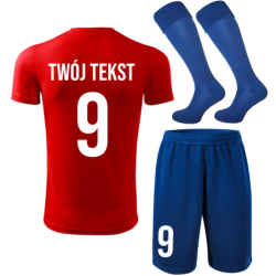Strój piłkarski z nadrukiem - personalizowany - z własnym napisem i numerem - 3 częściowy