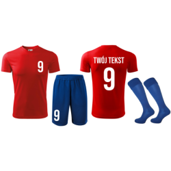 Strój piłkarski z nadrukiem - personalizowany - z własnym napisem i numerem - 3 częściowy