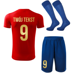 Strój piłkarski z nadrukiem - personalizowany - z własnym napisem i numerem - 3 częściowy