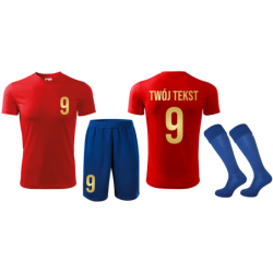 Strój piłkarski z nadrukiem - personalizowany - z własnym napisem i numerem - 3 częściowy