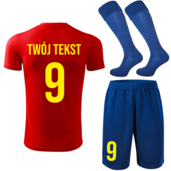 Strój piłkarski z nadrukiem - personalizowany - z własnym napisem i numerem - 3 częściowy