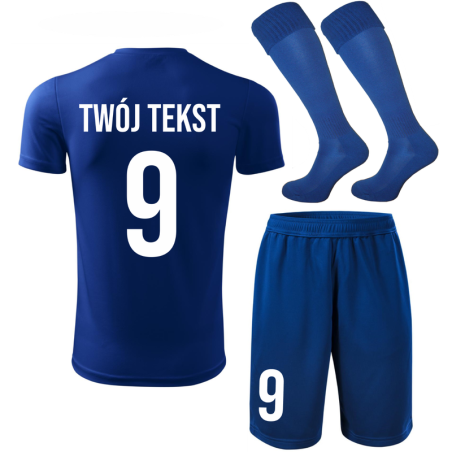 Strój piłkarski z nadrukiem - personalizowany - z własnym napisem i numerem - 3 częściowy