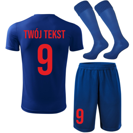 Strój piłkarski z nadrukiem - personalizowany - z własnym napisem i numerem - 3 częściowy